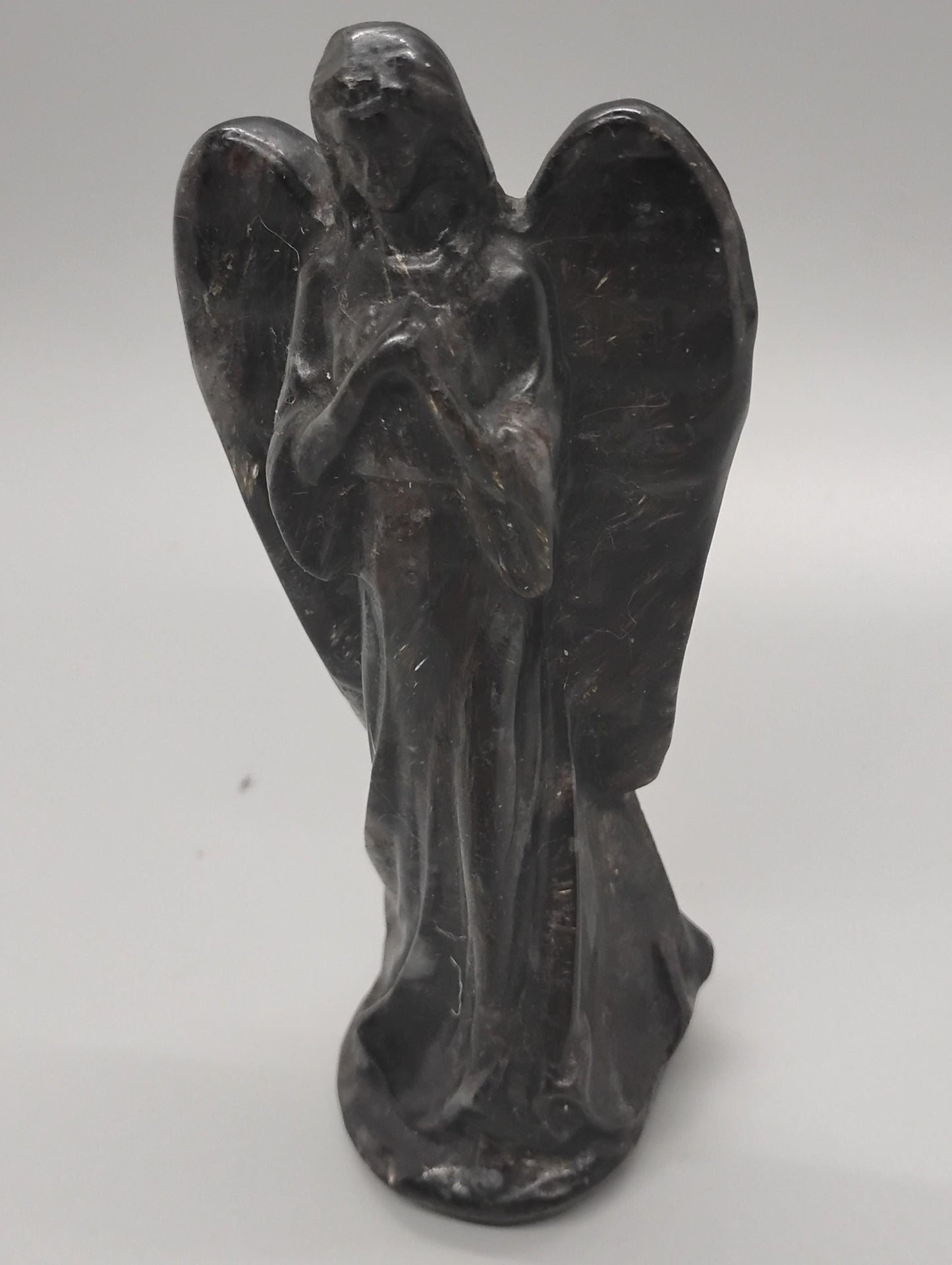 Obsidian and Astrophyllite Angel Crystal Sculptures