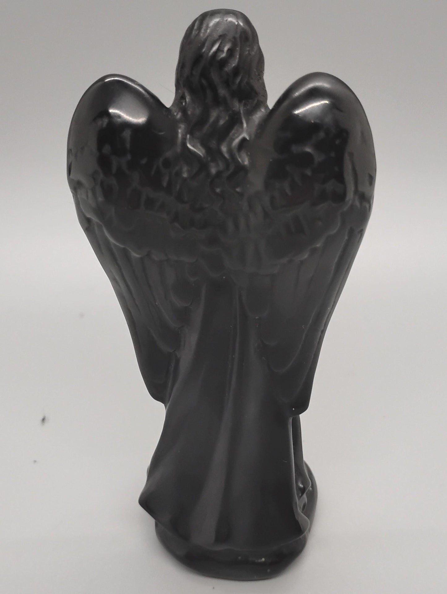 Obsidian and Astrophyllite Angel Crystal Sculptures