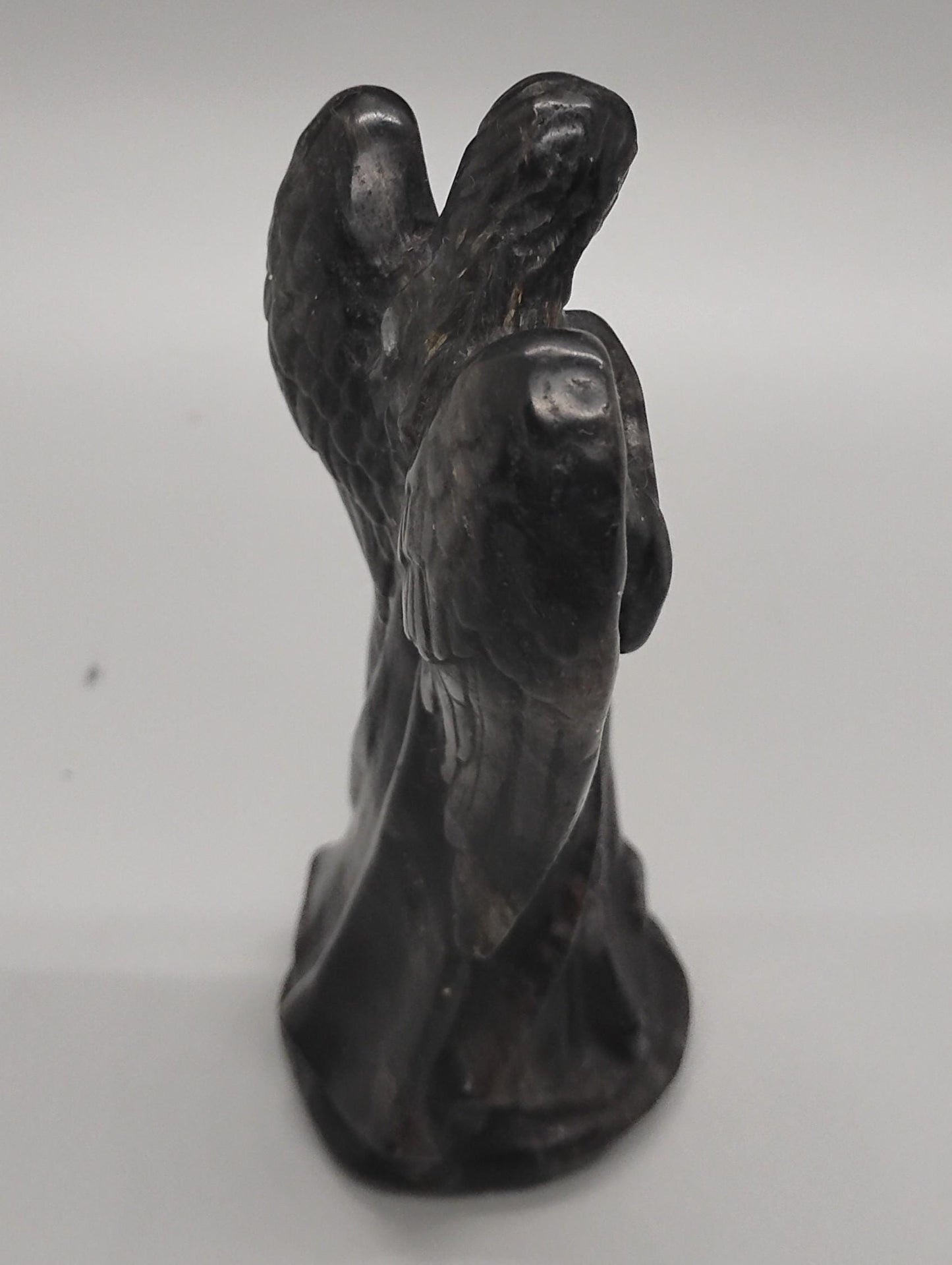 Obsidian and Astrophyllite Angel Crystal Sculptures