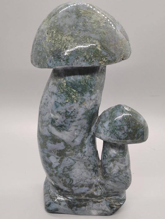 Moss Agate Mushroom Sculpture