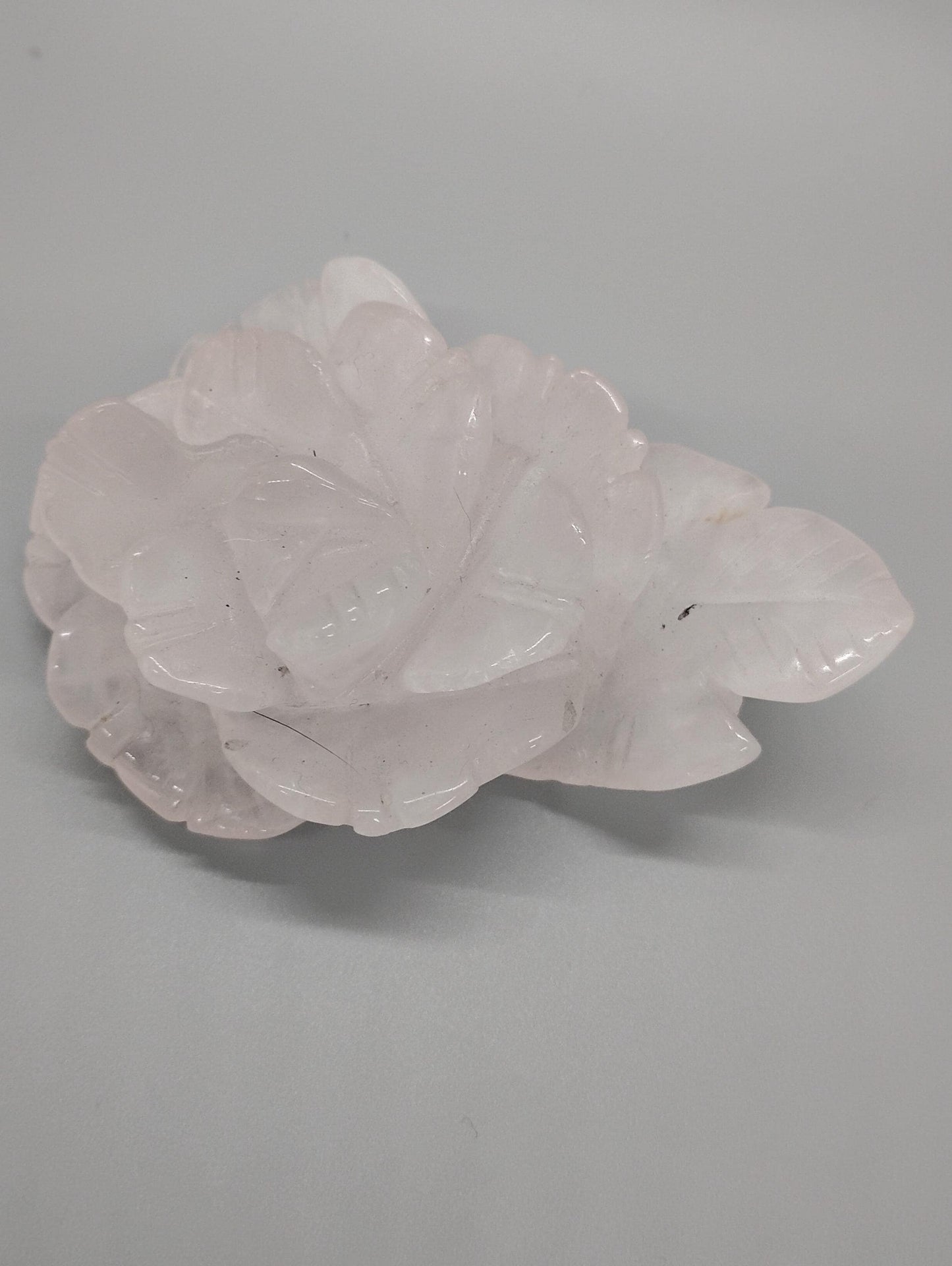 Hand Carved Crystal Rose Quartz Rose