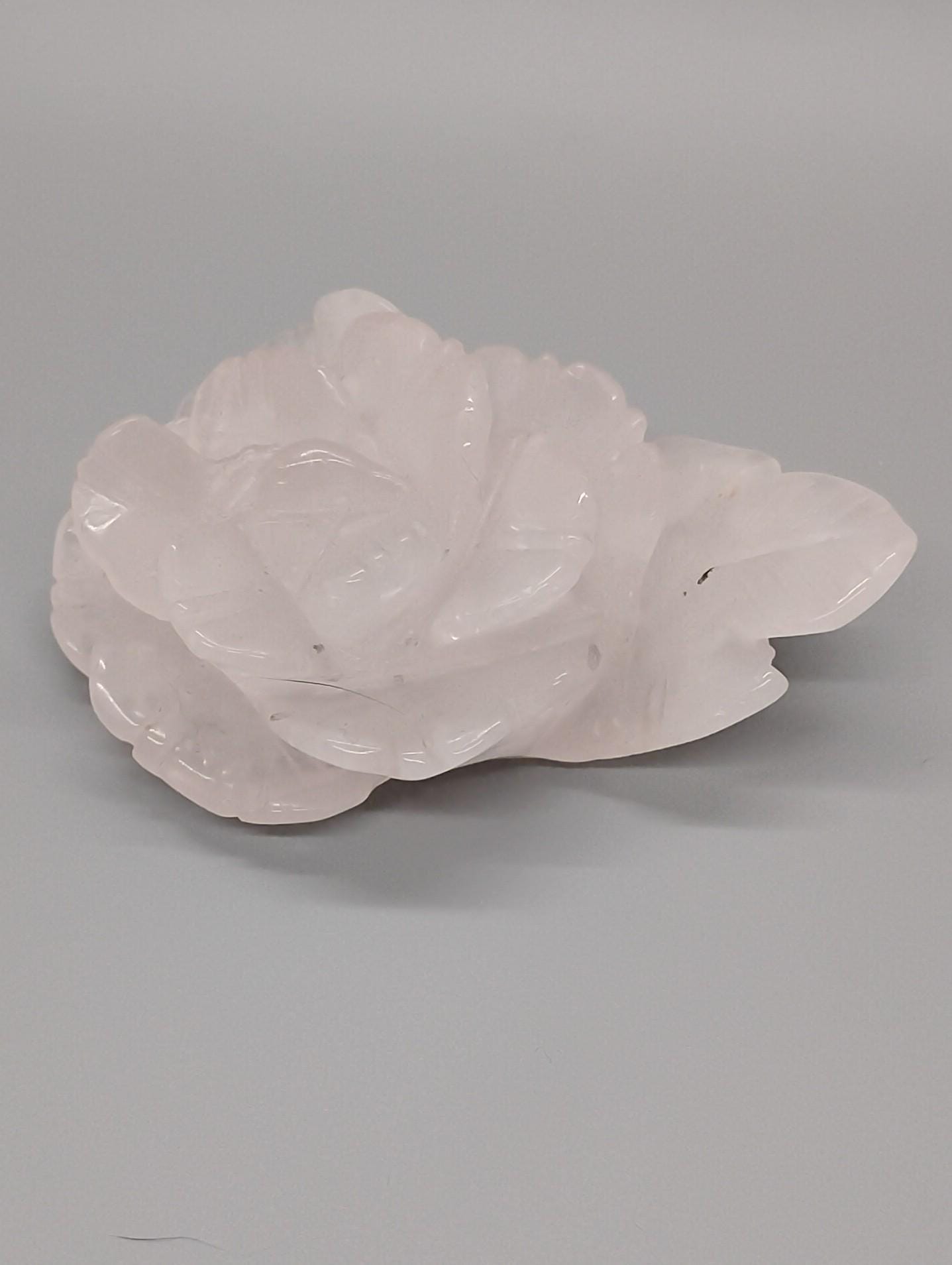 Hand Carved Crystal Rose Quartz Rose