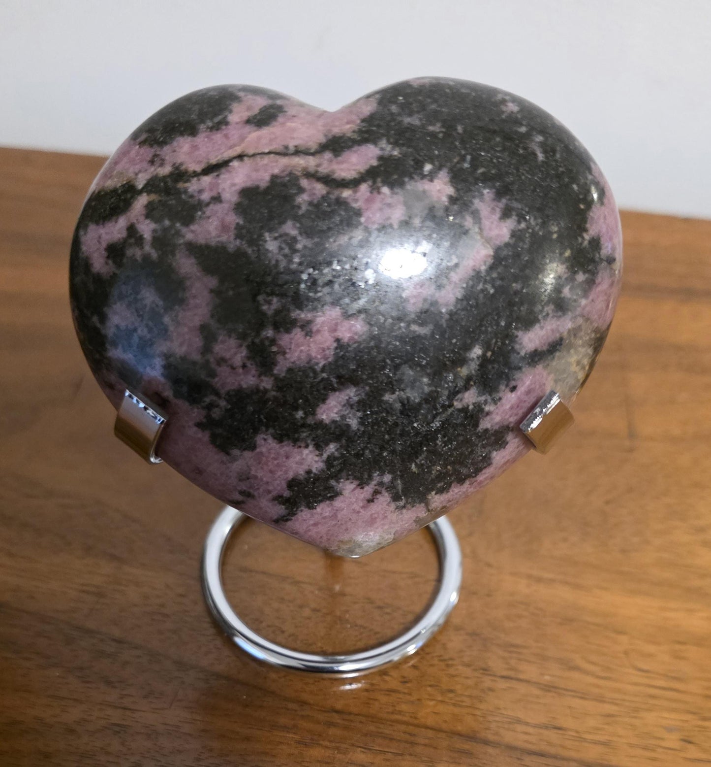 Pink and Black Rhodonite Heart