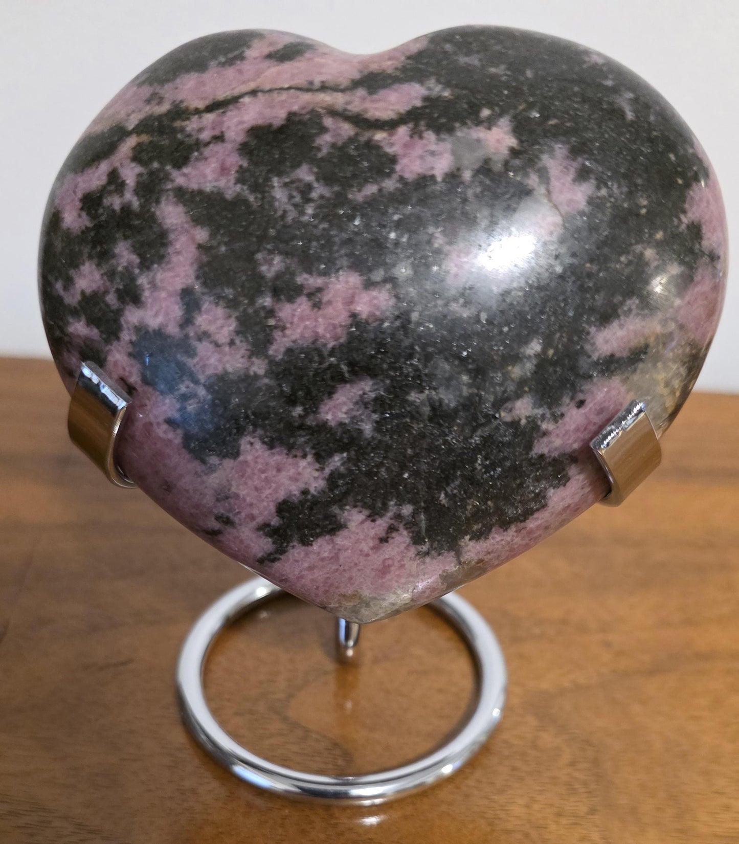 Pink and Black Rhodonite Heart