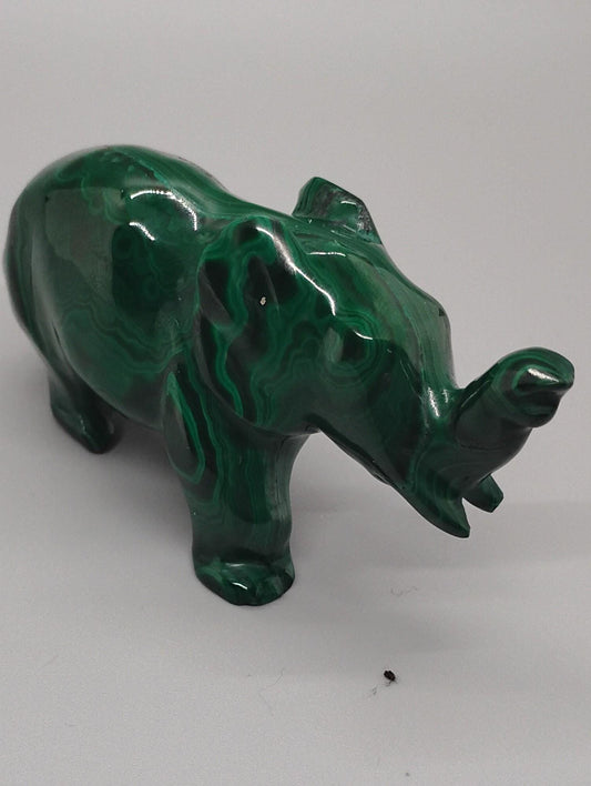 Malachite Elephant Sculpture