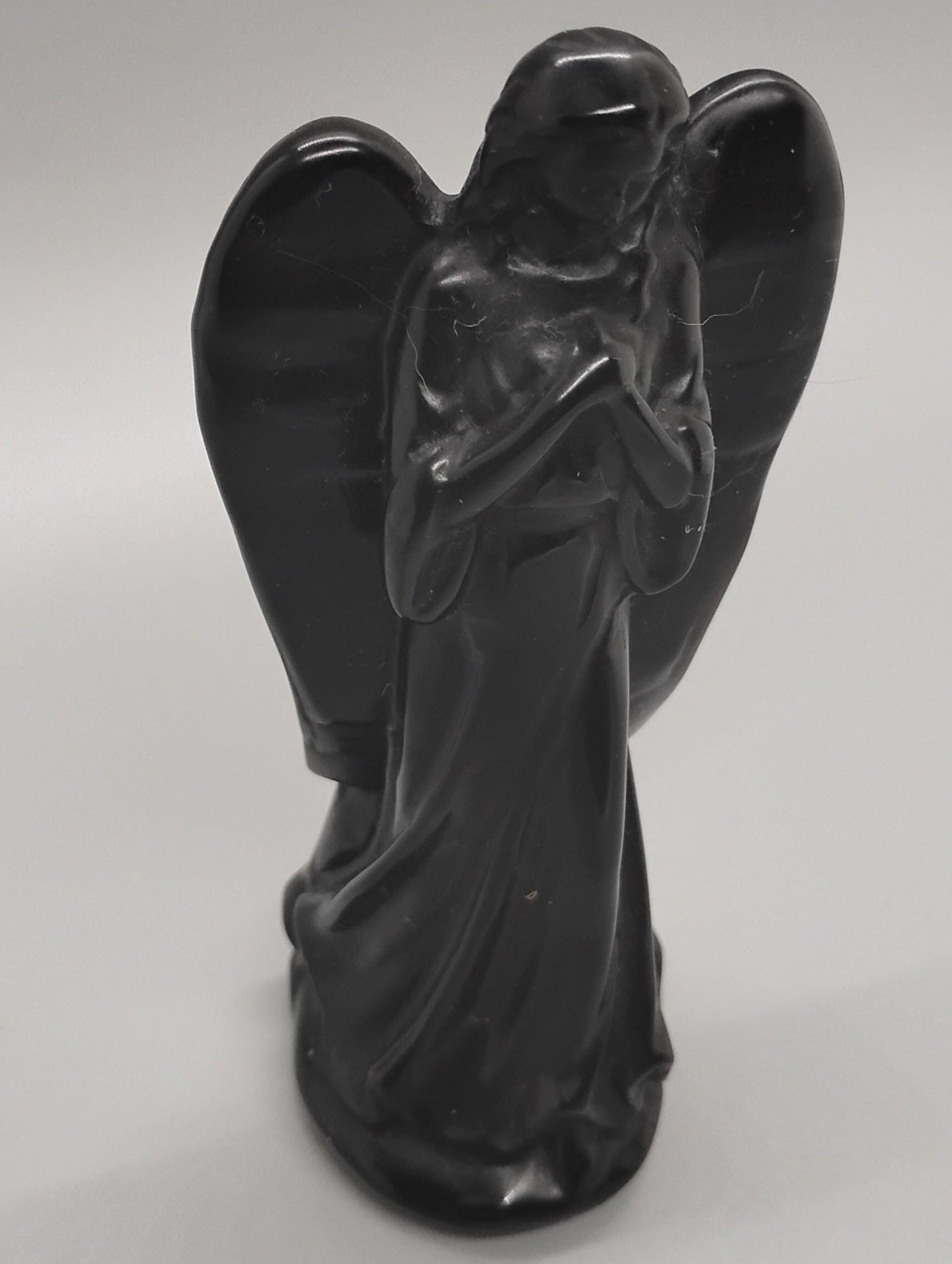Obsidian and Astrophyllite Angel Crystal Sculptures