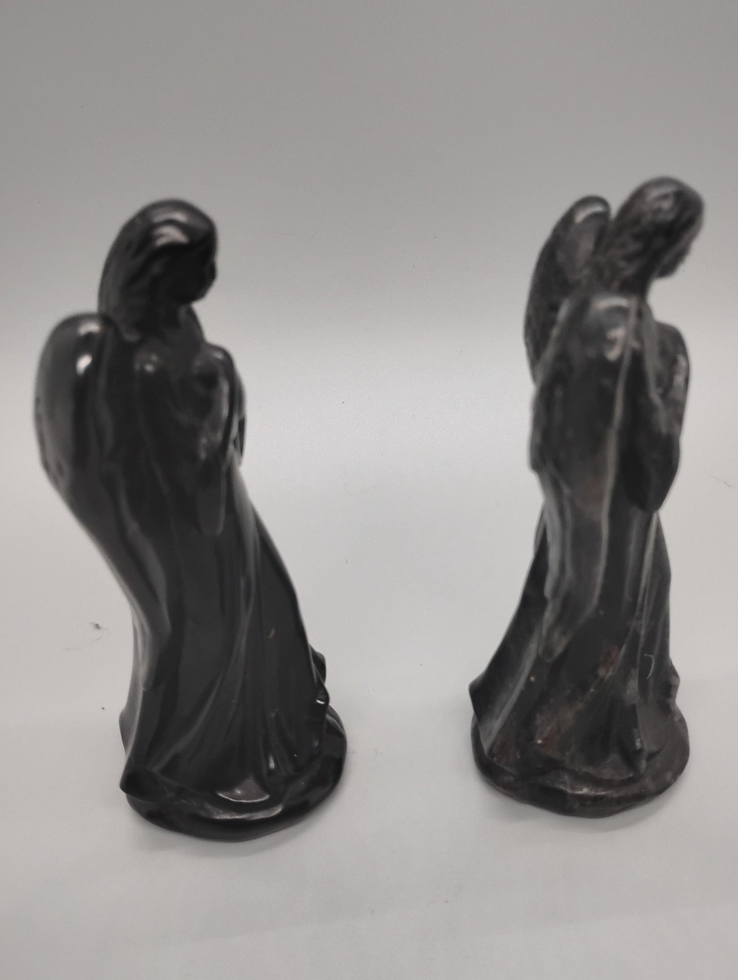 Obsidian and Astrophyllite Angel Crystal Sculptures