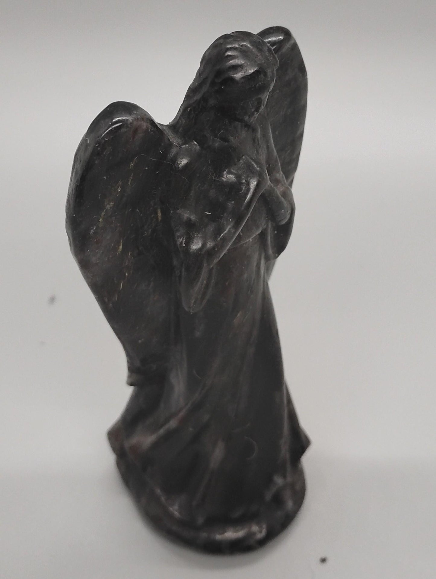 Obsidian and Astrophyllite Angel Crystal Sculptures