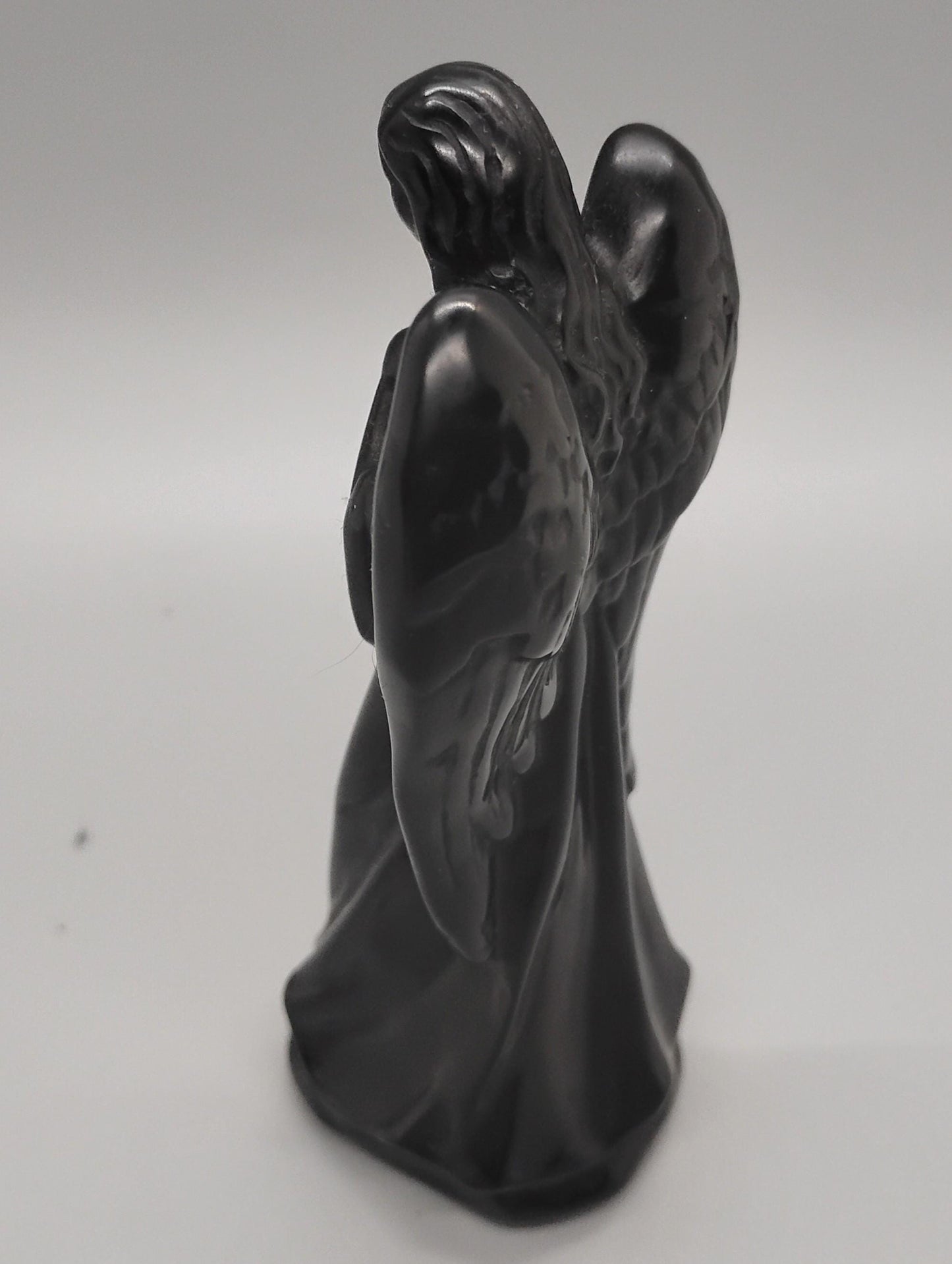 Obsidian and Astrophyllite Angel Crystal Sculptures