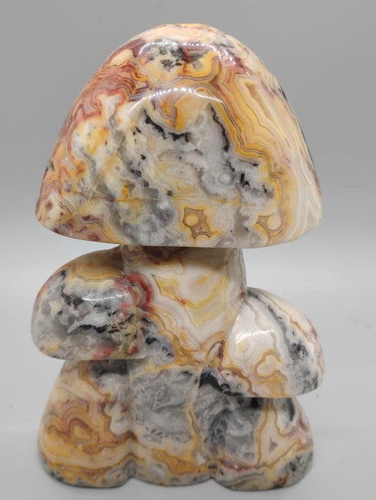 Crazy Lace Agate Mushroom Sculpture