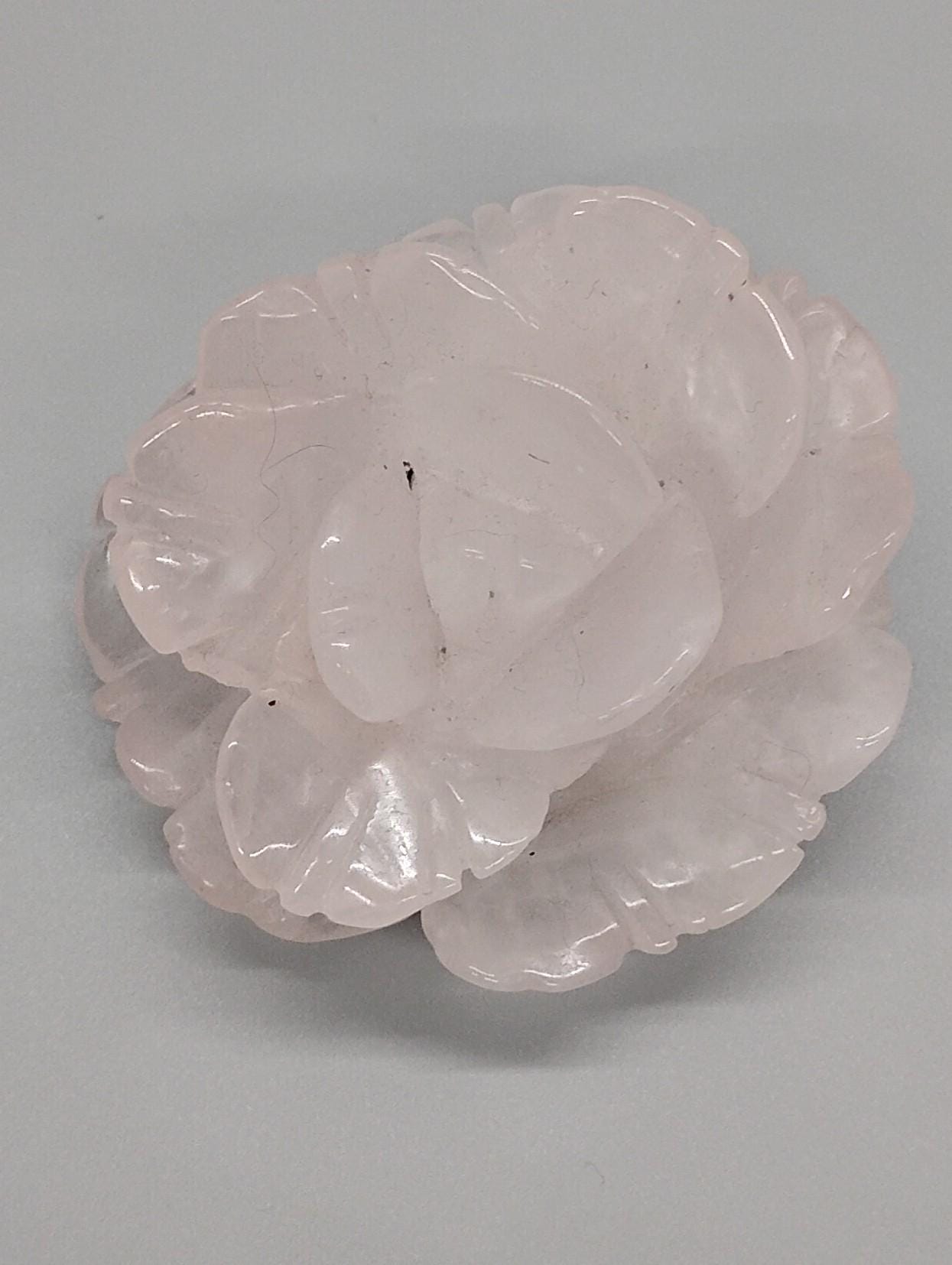 Hand Carved Crystal Rose Quartz Rose