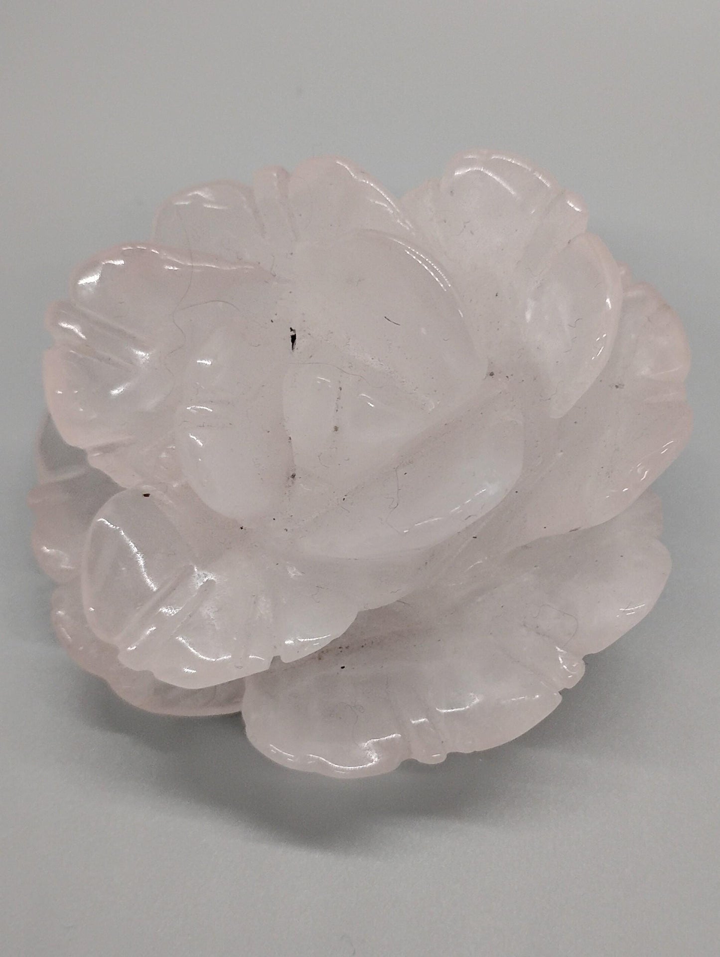 Hand Carved Crystal Rose Quartz Rose