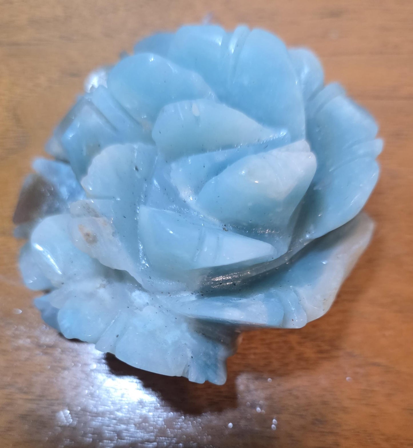 Carved Crystal Rose Blue Quartzite