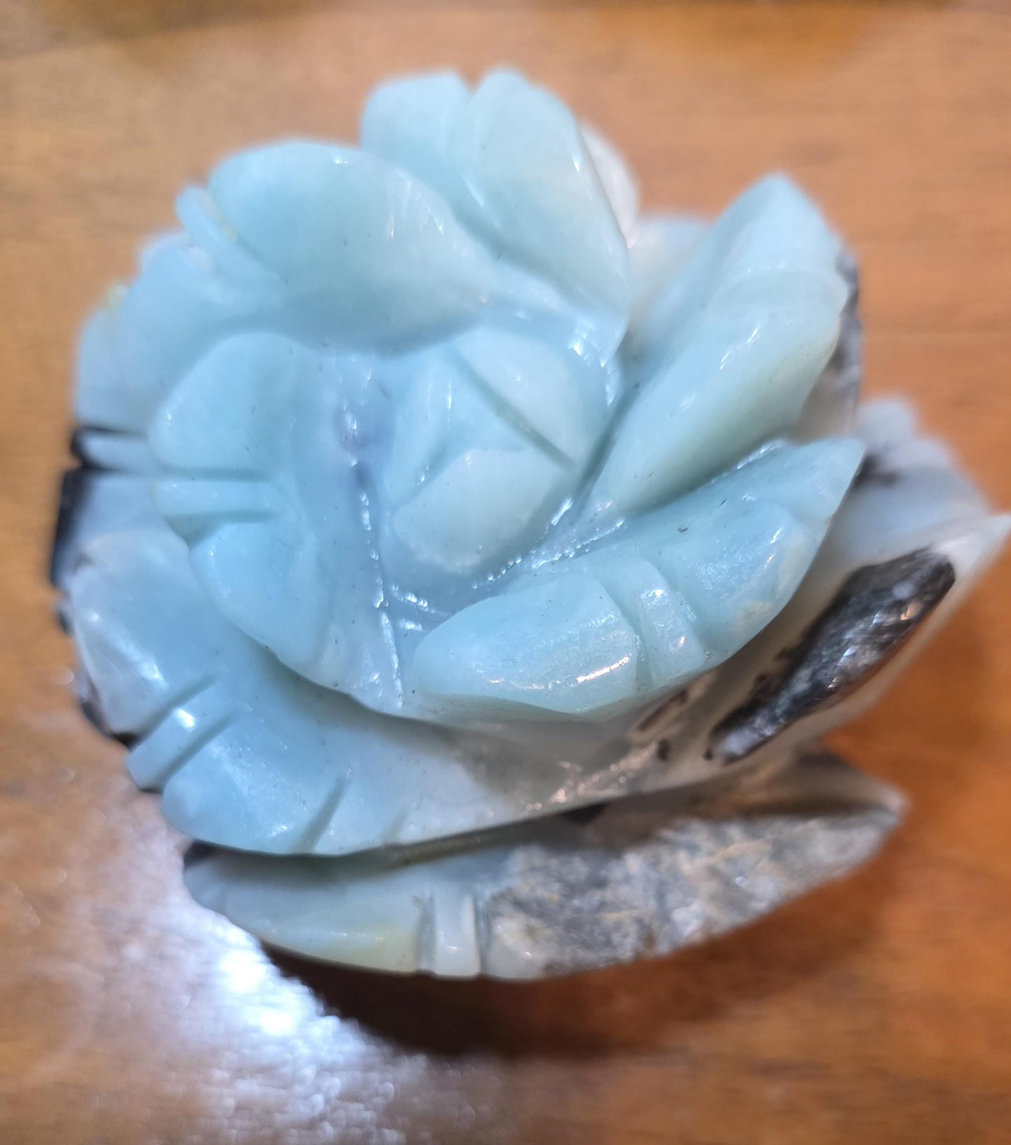 Carved Crystal Rose Blue Quartzite