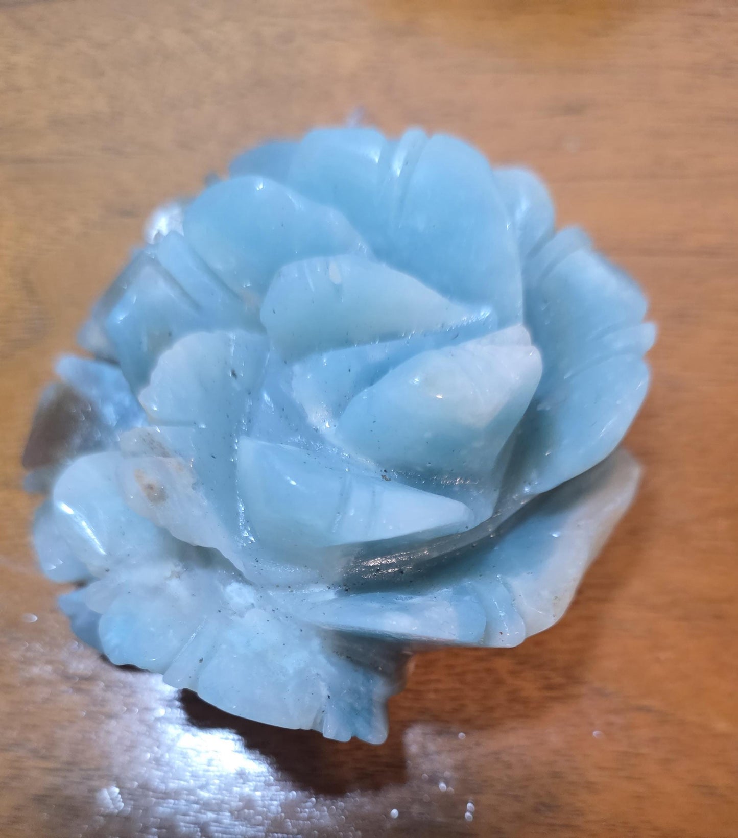 Carved Crystal Rose Blue Quartzite