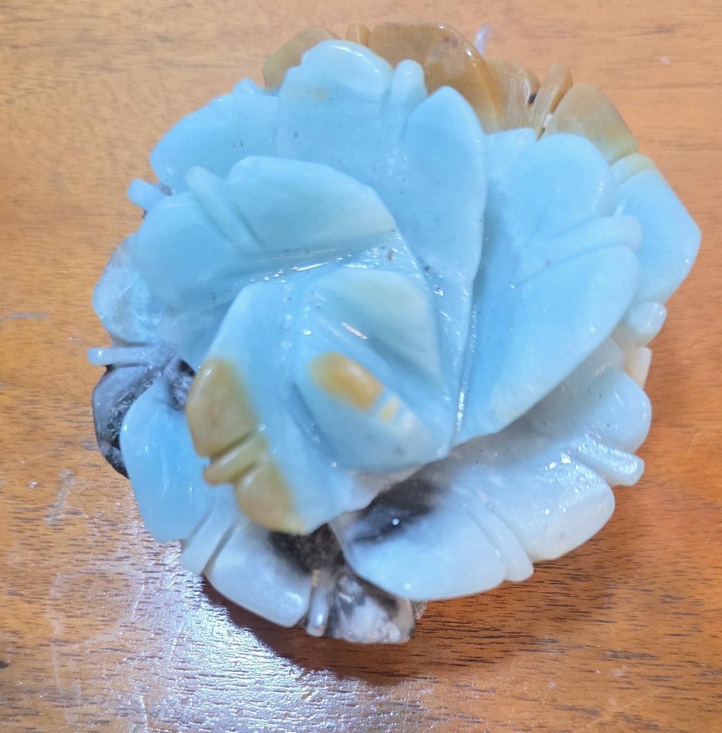 Carved Crystal Rose Blue Quartzite