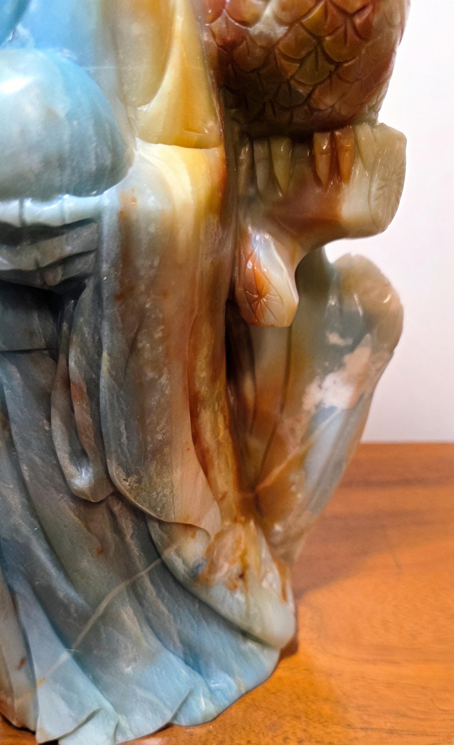 Large Crystal Grim Reaper Statue with Soul Orb and Scythe