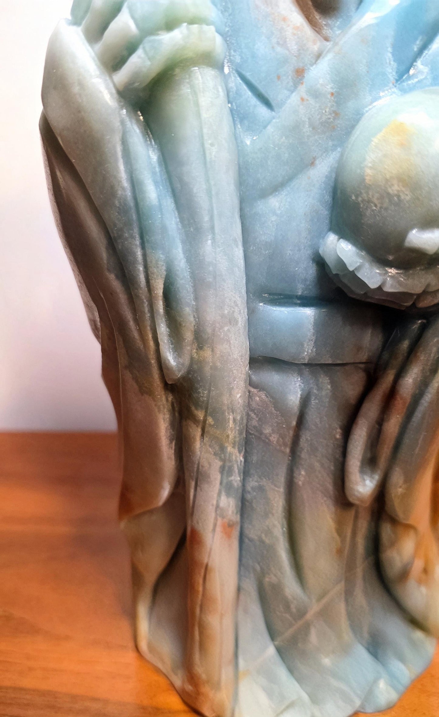 Large Crystal Grim Reaper Statue with Soul Orb and Scythe