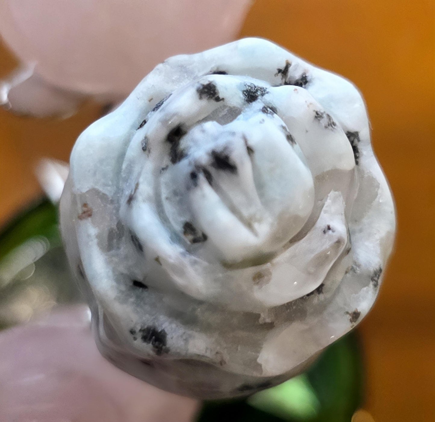 Crystal Rose Mini Buds on Silver Stems, Carved Gemstone Flowers | Wedding Centerpieces, Healing Stones