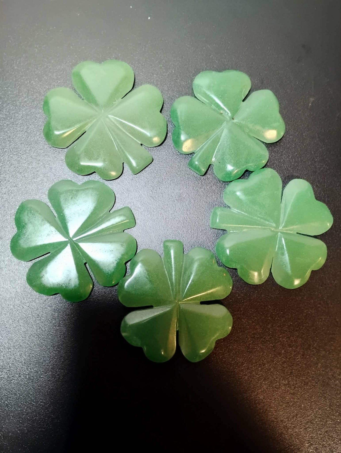 Green Aventurine Crystal Clover, 4 Leaf Lucky Charm, Festival and Good Luck Trinket