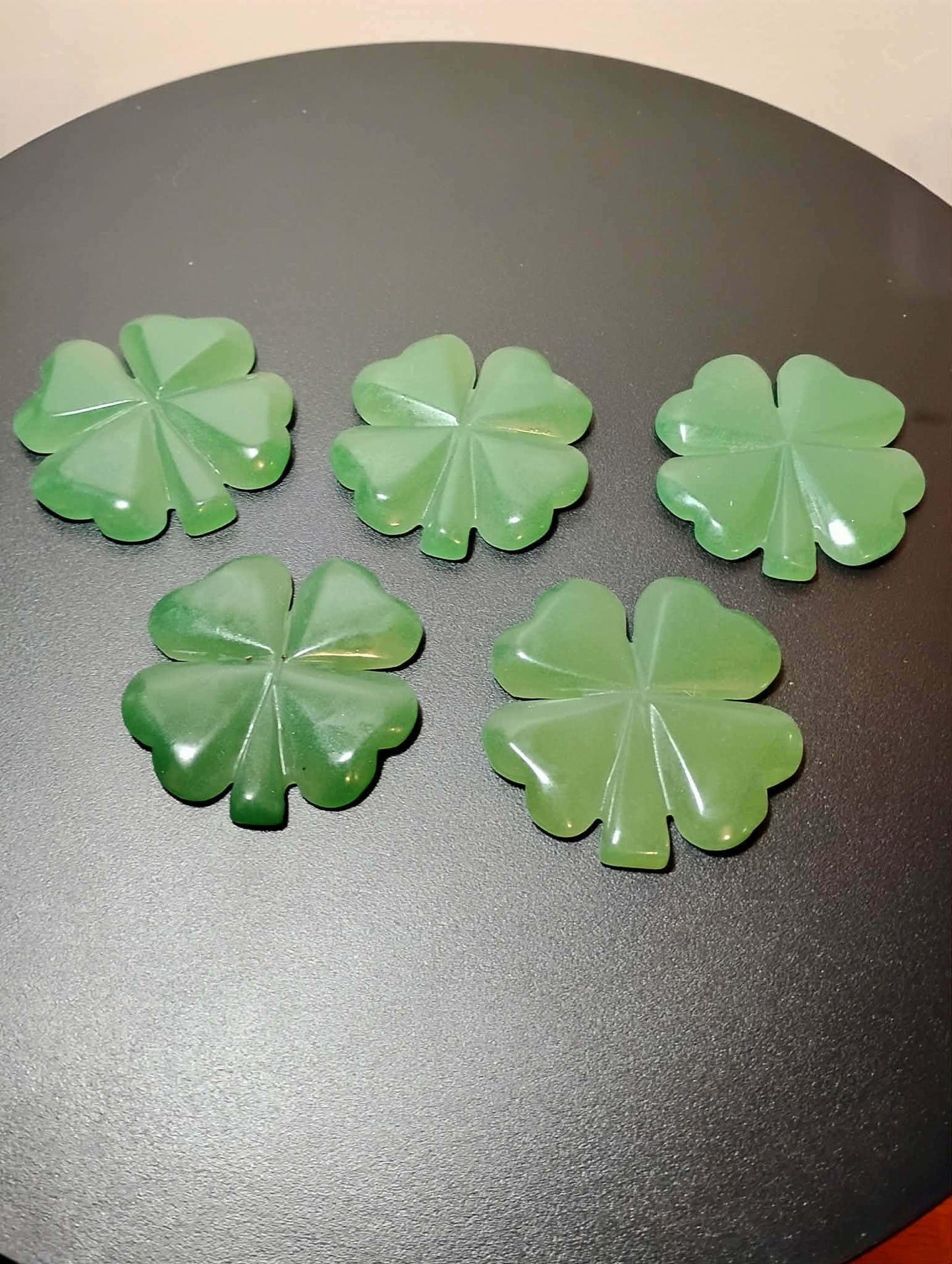 Green Aventurine Crystal Clover, 4 Leaf Lucky Charm, Festival and Good Luck Trinket