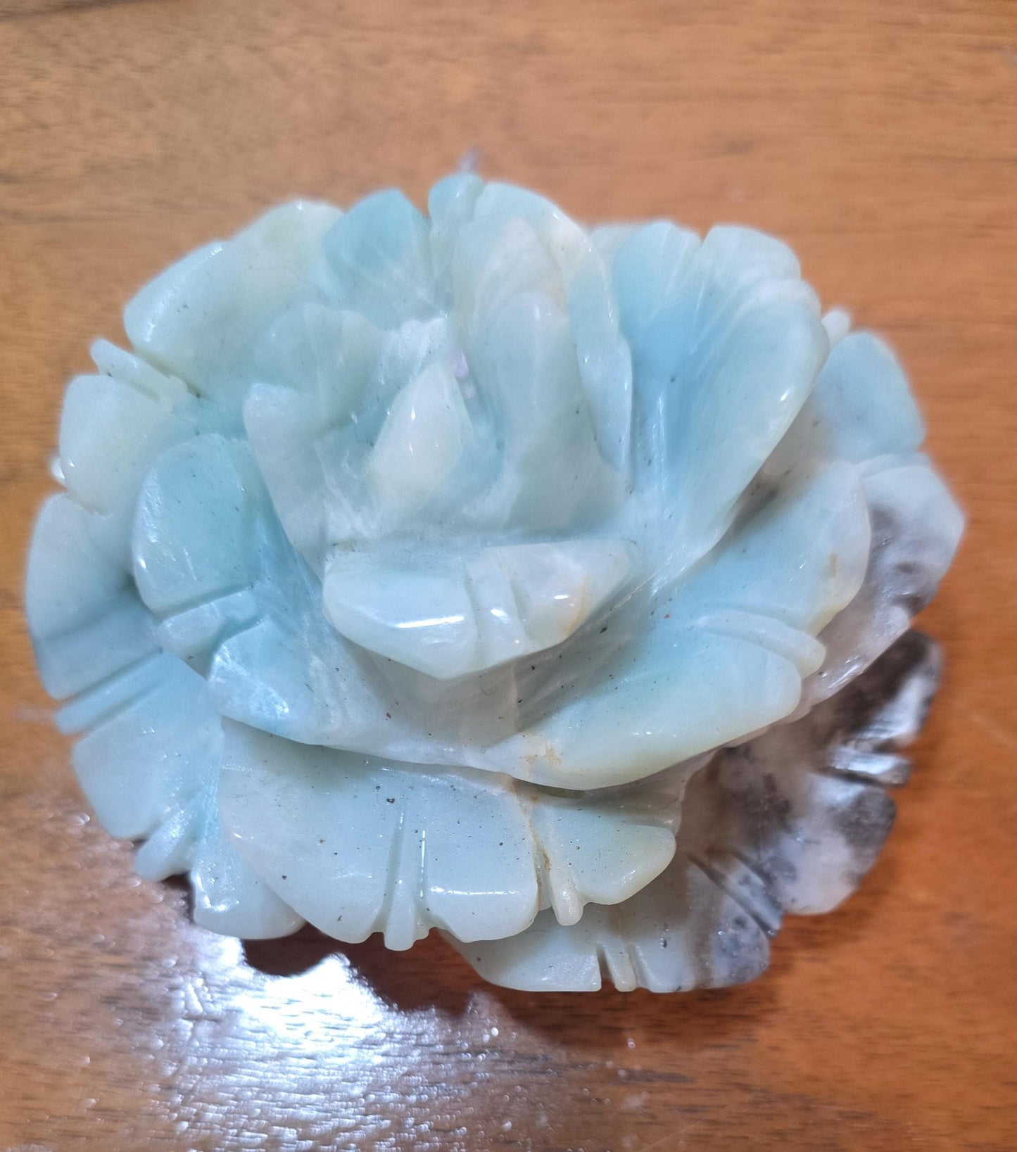 Carved Crystal Rose Blue Quartzite