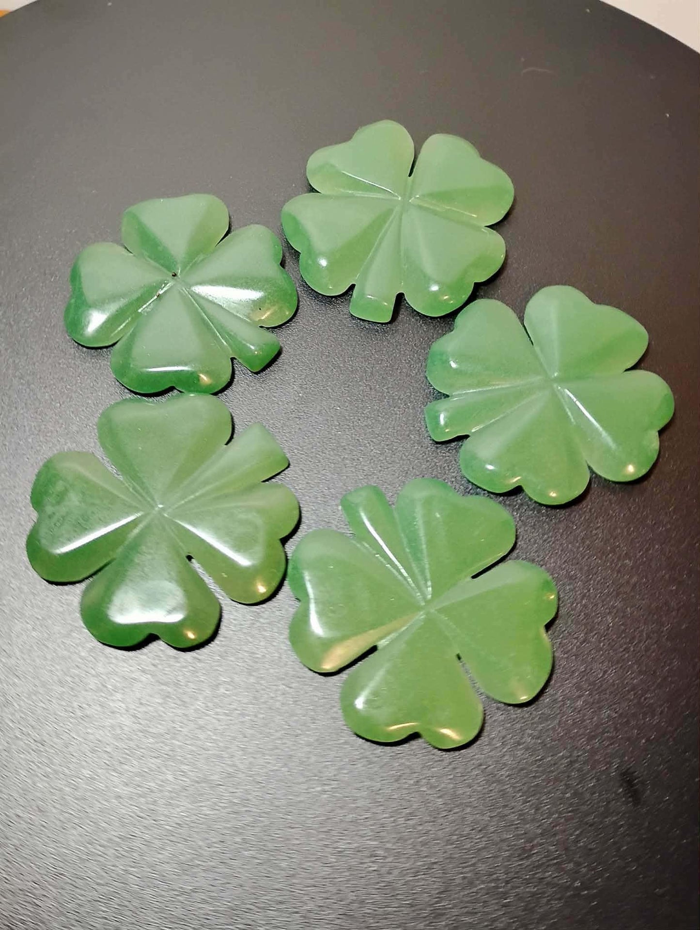 Green Aventurine Crystal Clover, 4 Leaf Lucky Charm, Festival and Good Luck Trinket