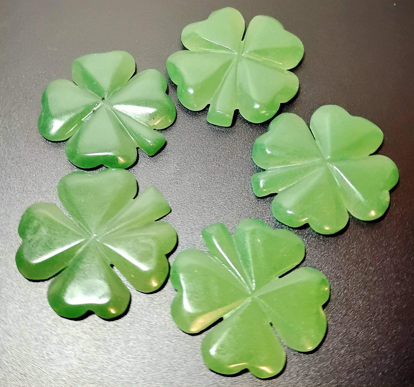 Green Aventurine Crystal Clover, 4 Leaf Lucky Charm, Festival and Good Luck Trinket