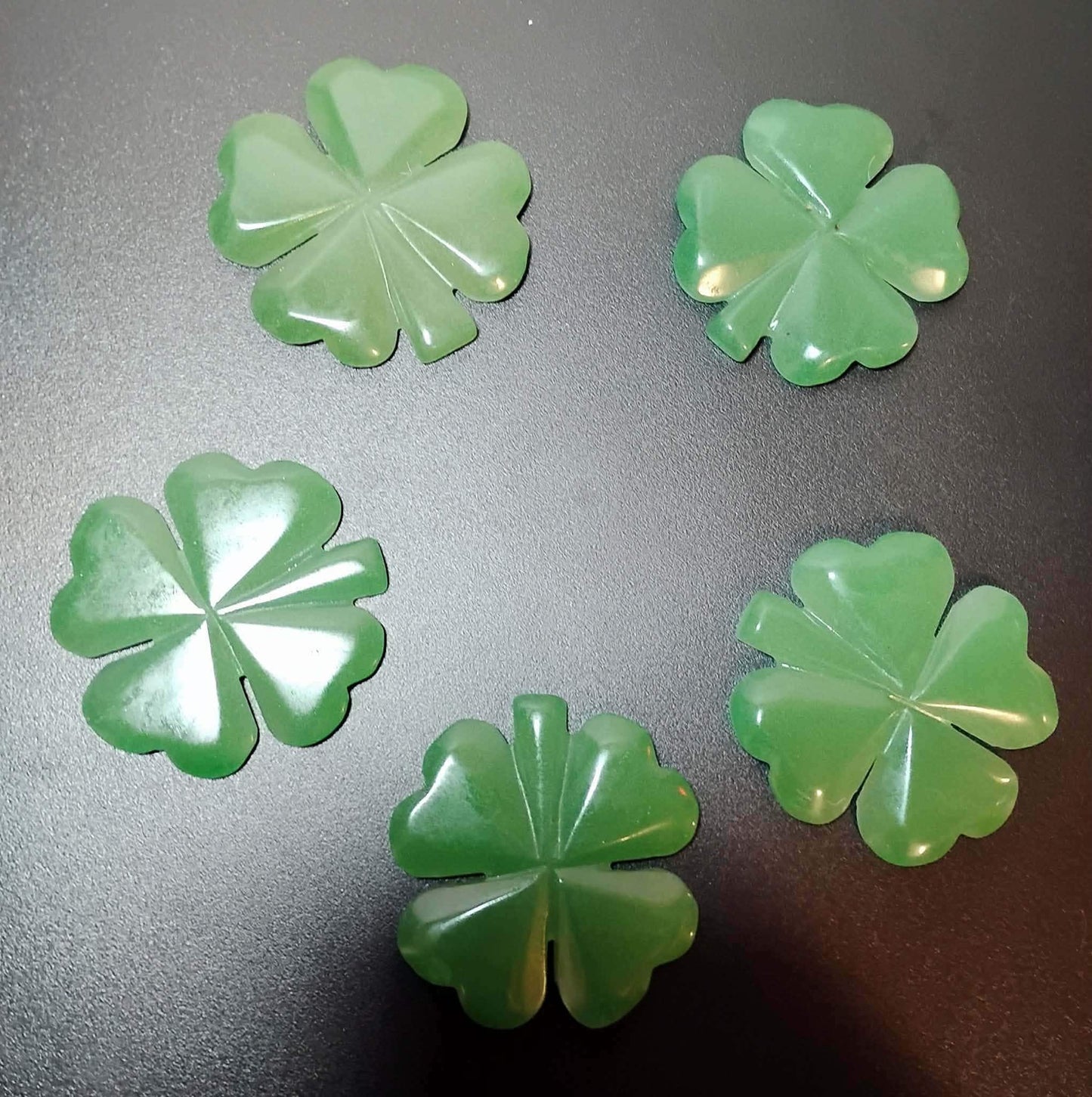 Green Aventurine Crystal Clover, 4 Leaf Lucky Charm, Festival and Good Luck Trinket