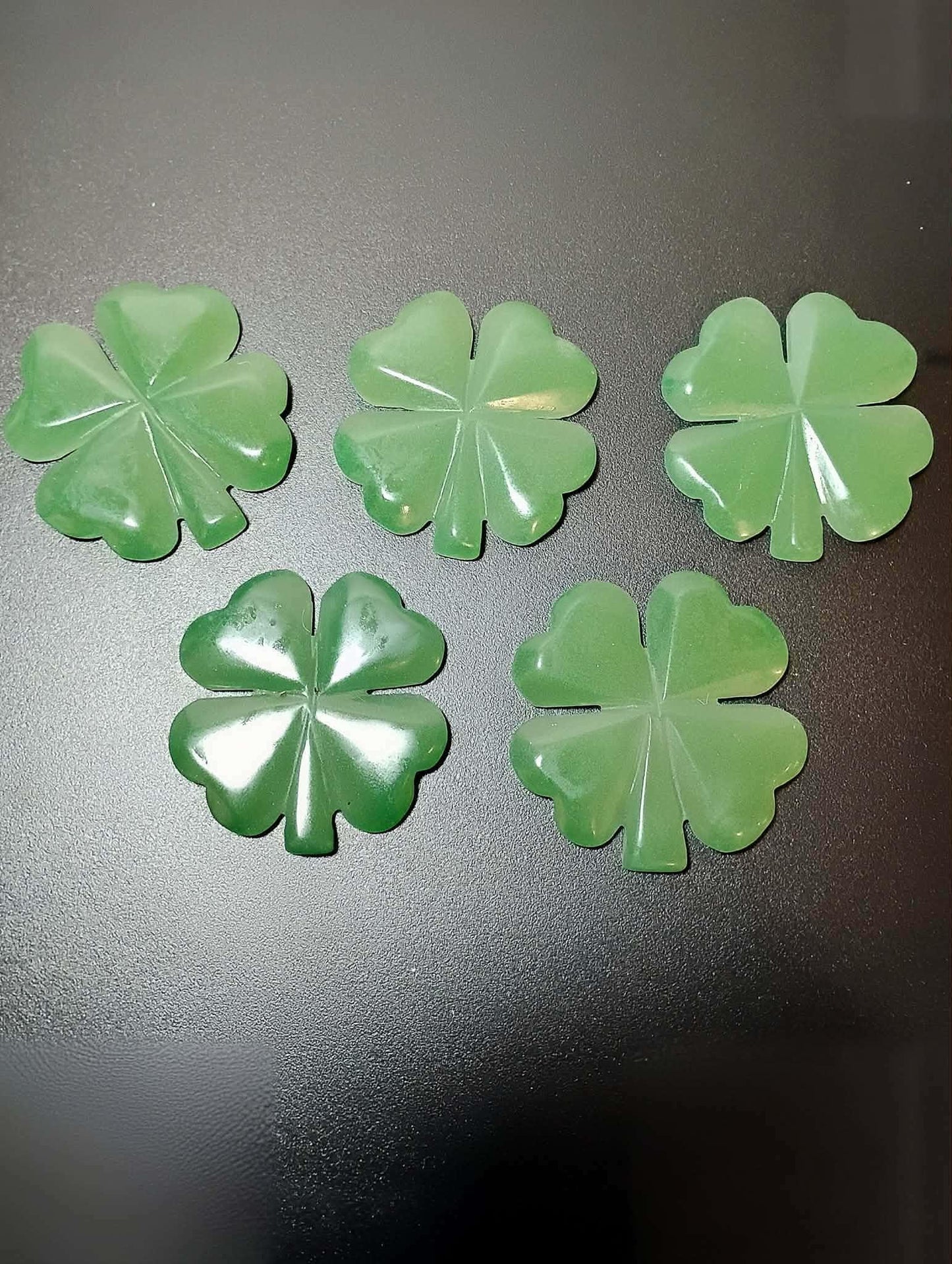 Green Aventurine Crystal Clover, 4 Leaf Lucky Charm, Festival and Good Luck Trinket