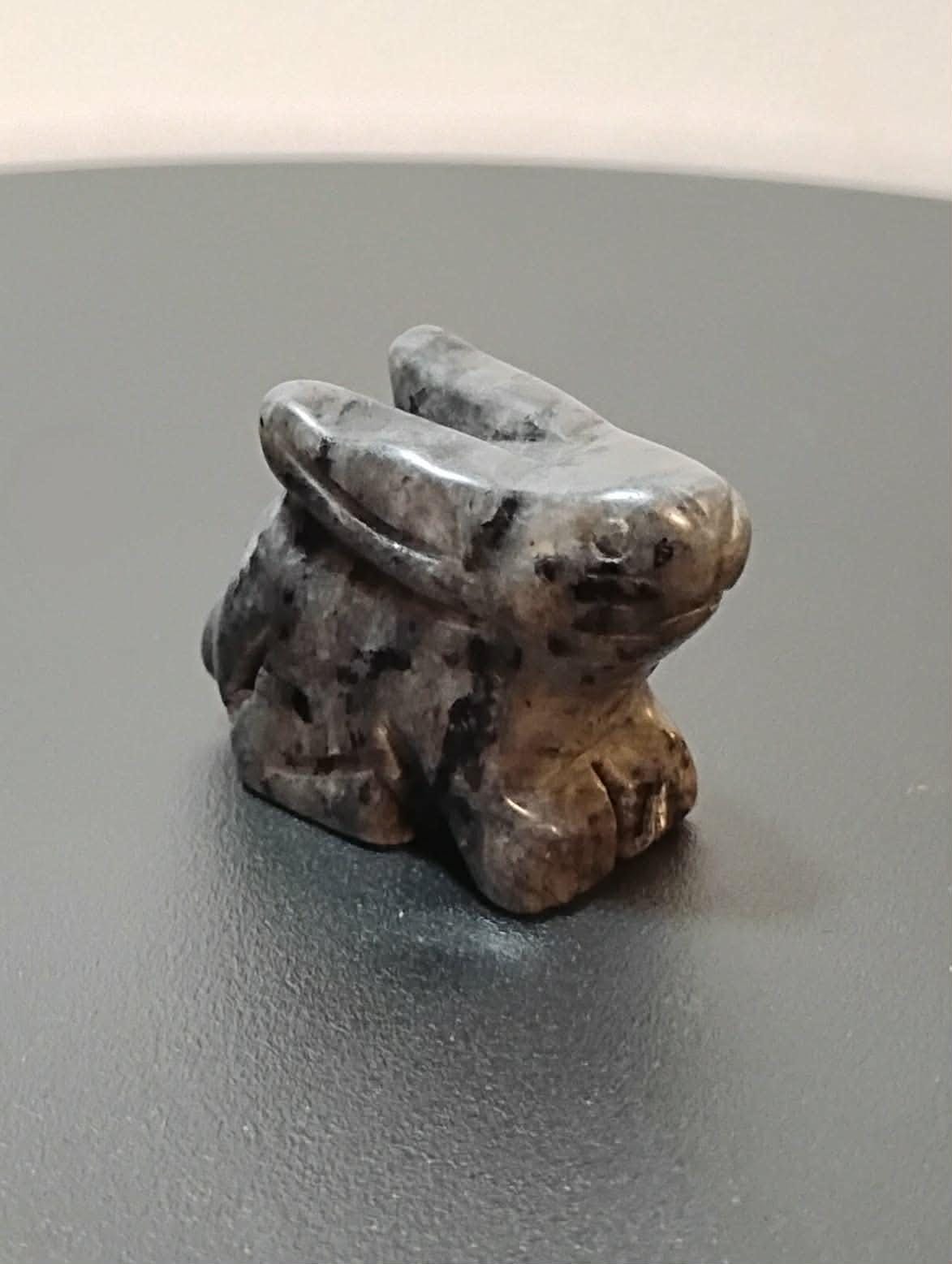 Hand Carved Rabbit Figurines, Crystal Animal, Ocean and Red Jasper, Green Aventurine, Lavakite